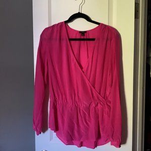 Ann Taylor - Bright Pink Silk Blouse - size small